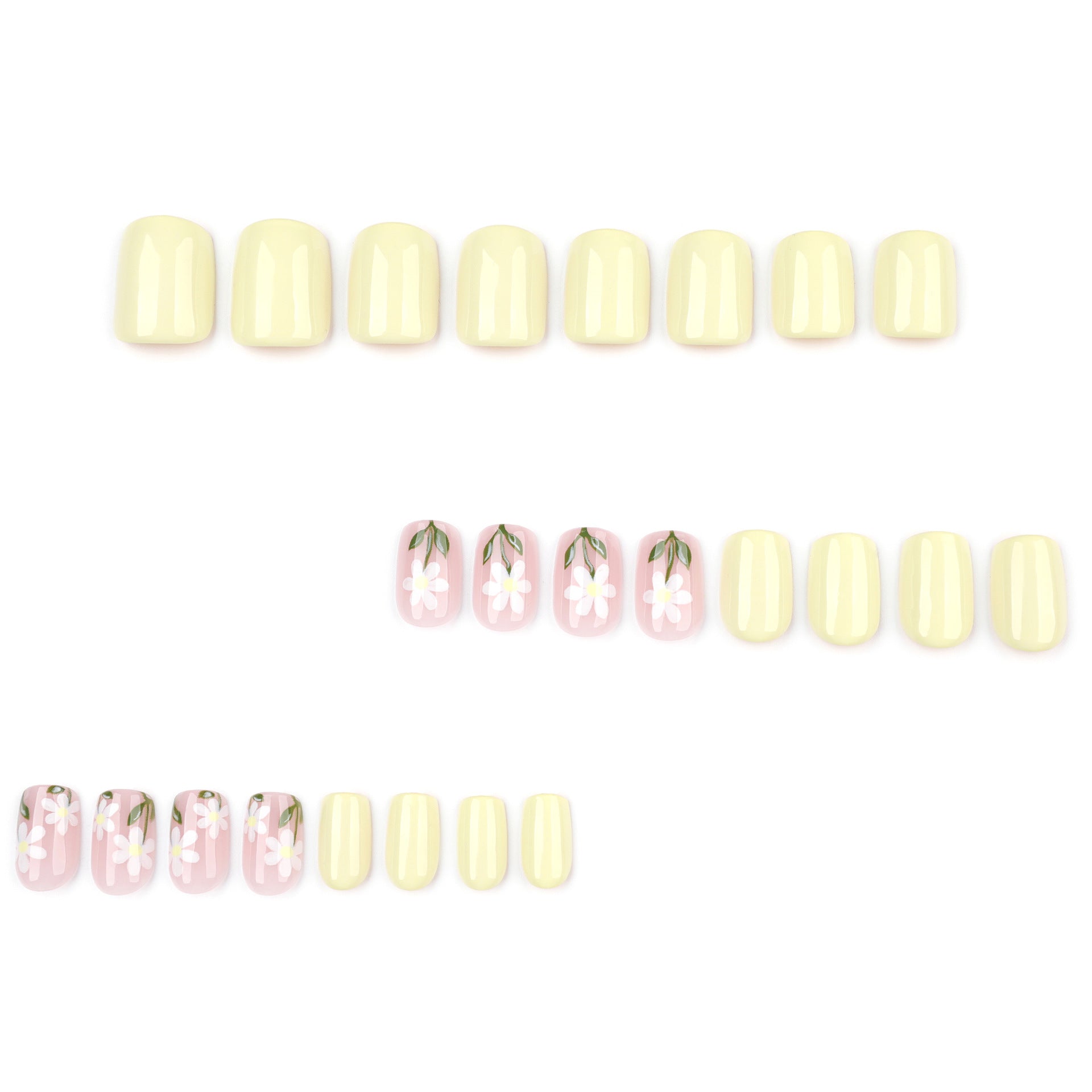Wholesale 24 Pieces/box Yellow Daisy Flowers Nails Kits Nail Stickers