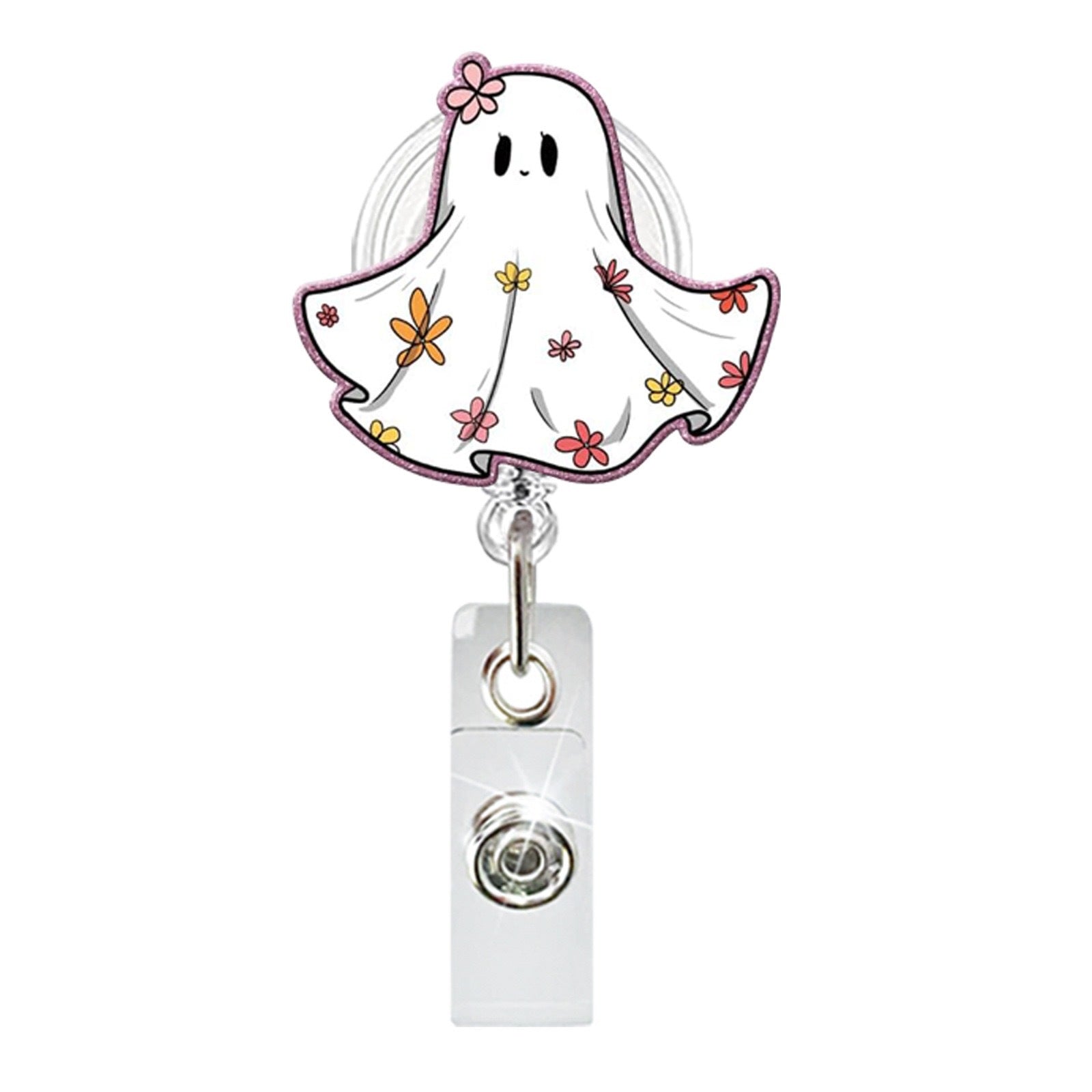 Wholesale Halloween Ghost Series Acrylic Retractable Rotating Badge Keychain