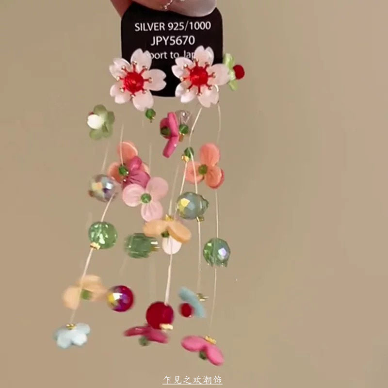 Wholesale Pink Exaggerated Flower Earrings