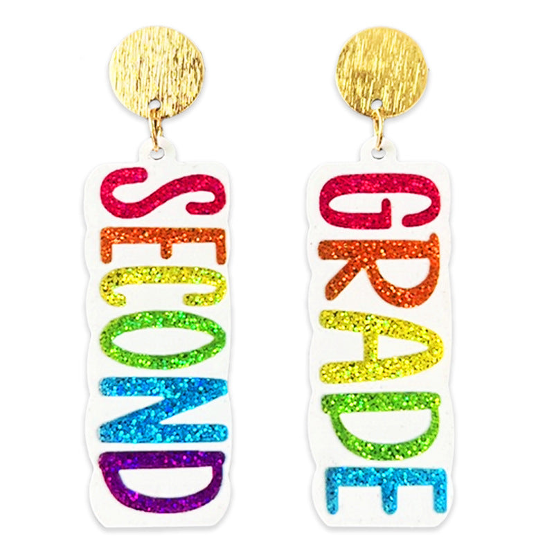 Wholesale Shiny colored earrings with words