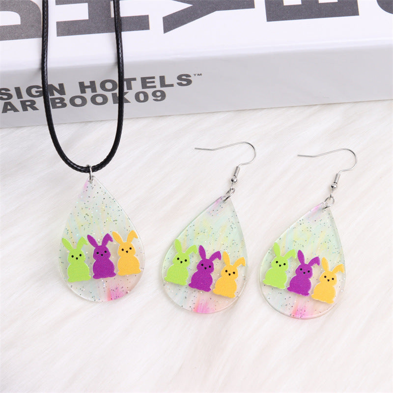 Wholesale 2pcs Acrylic Easter Bunny Earrings