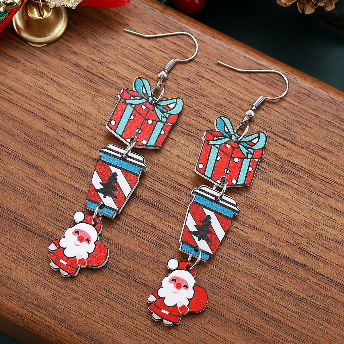 Wholesale Christmas  Christmas tree coffee splicing pendant earrings