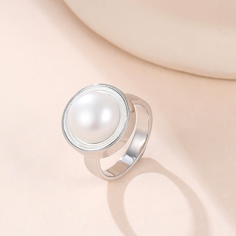Wholesale Geometric S925 Sterling Silver Pearl Ring