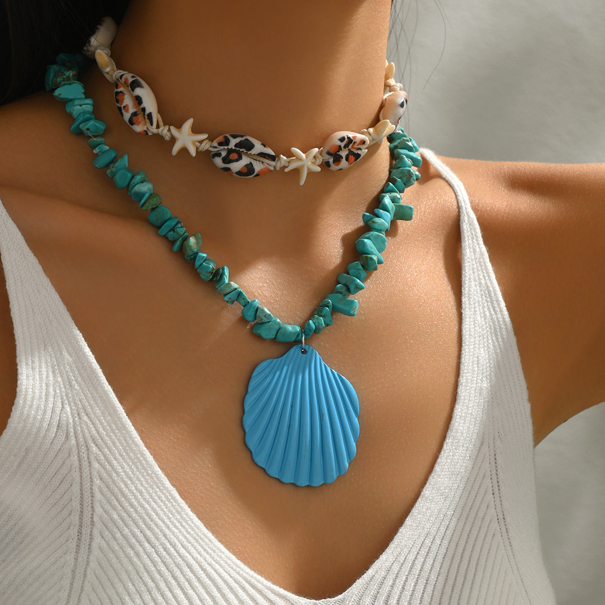 Wholesale Blue Shell Pendant Necklace