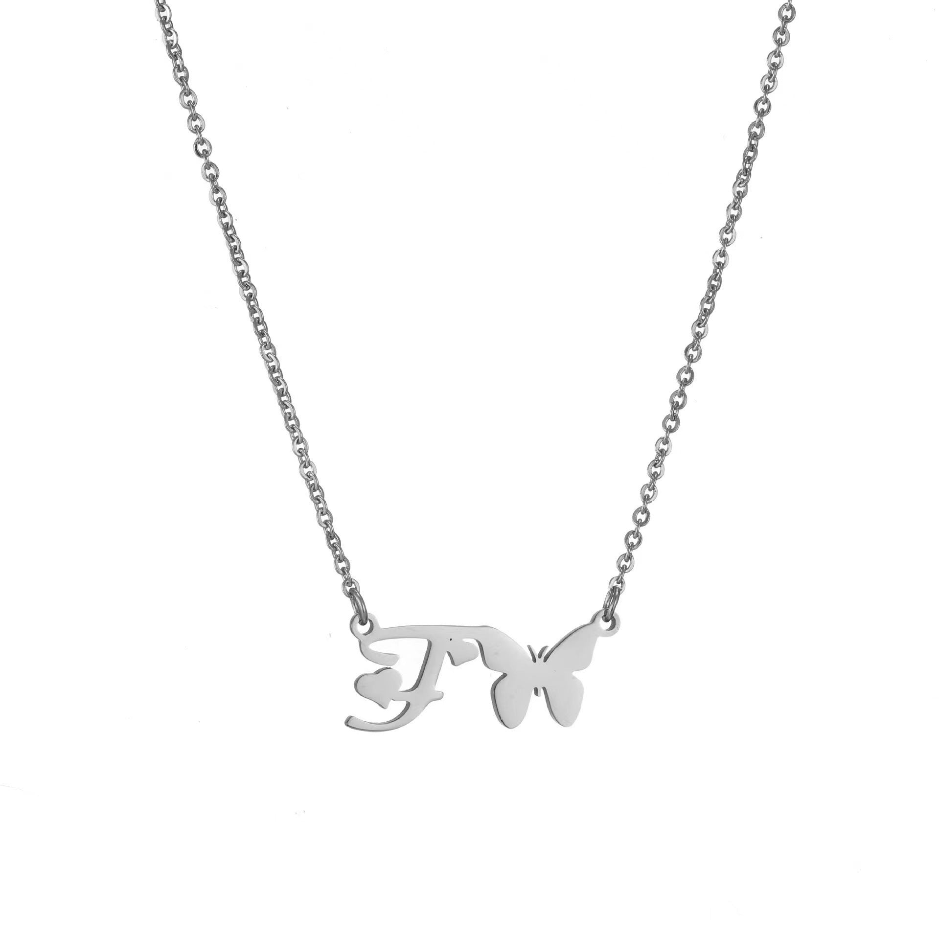 Wholesale stainless steel non-fading butterfly letter clavicle chain