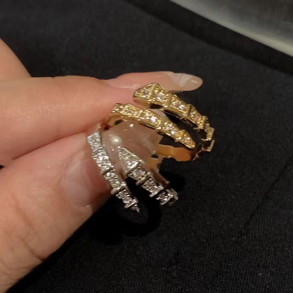Wholesale Silver Tone Snake Ring With Rhinestones Open Design For Women Trendy Jewelry Accessory Gift