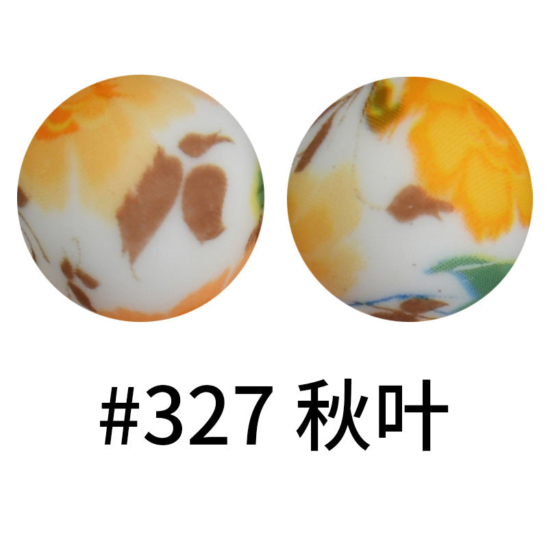 Wholesale 50pcs 15mm Western Style Leopard Skull Color Aztec Printed Silicone Balls Beads ACC-BDS-HeSheng004