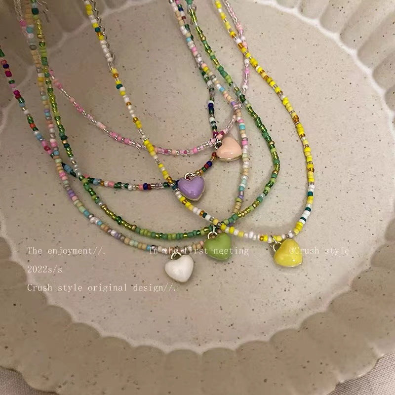 Wholesale candy color love beads necklace less