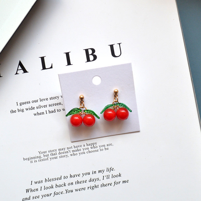 Wholesale Red Cherry Fruit Earrings ACC-ES-XN039