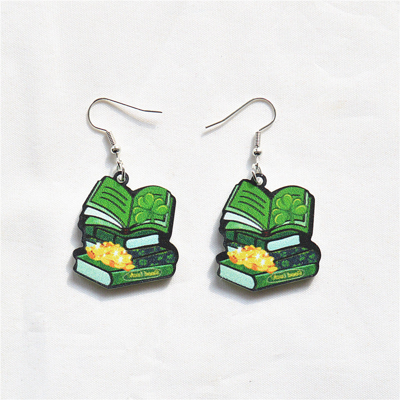 Wholesale St. Patrick's Day Green Man Earrings ACC-ES-XN036