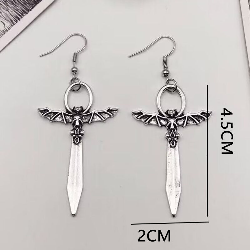 Wholesale Bat Design Earrings Ancient Silver Alloy Jewelry Accessory