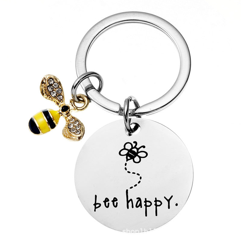 Wholesale Titanium Steel Keychain Cartoon Little Bee Creative Keychain Cute Pendant ACC-KC-Chenz013