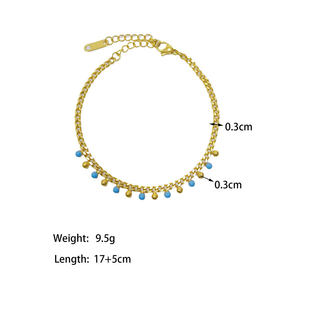 Wholesale Titanium Steel Necklace 18k Gold Plated Necklace Blue Epoxy Star and Moon Necklace ACC-NE-Tais008