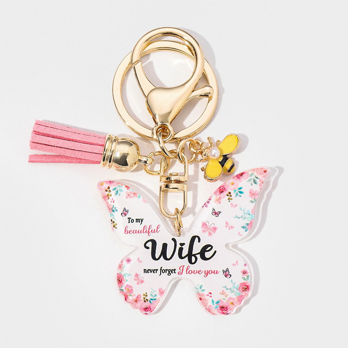 Wholesale 1PCS Arrival Butterfly Shape Acrylic MOM Pendant Key Chain Gift for Mother' s Day Valentine' s Day Anniversary