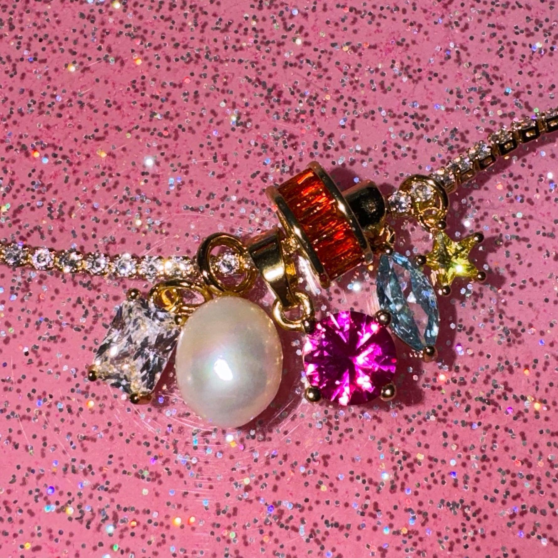 Wholesale Stainless steel pendant necklace with cubic zirconia