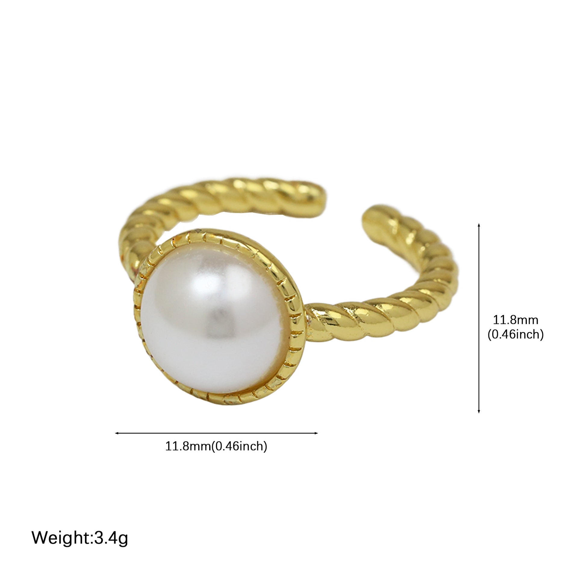 Wholesale European and American E-Commerce Hot-Selling Autumn New Round Pearl Love Geometric Fashion Women' s Open Light Luxury Ring