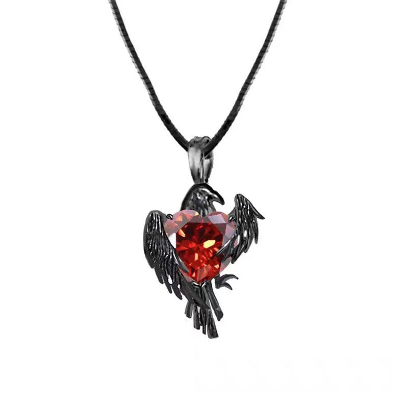 Wholesale Black Crow Red Love Heart Rings Necklaces Earrings