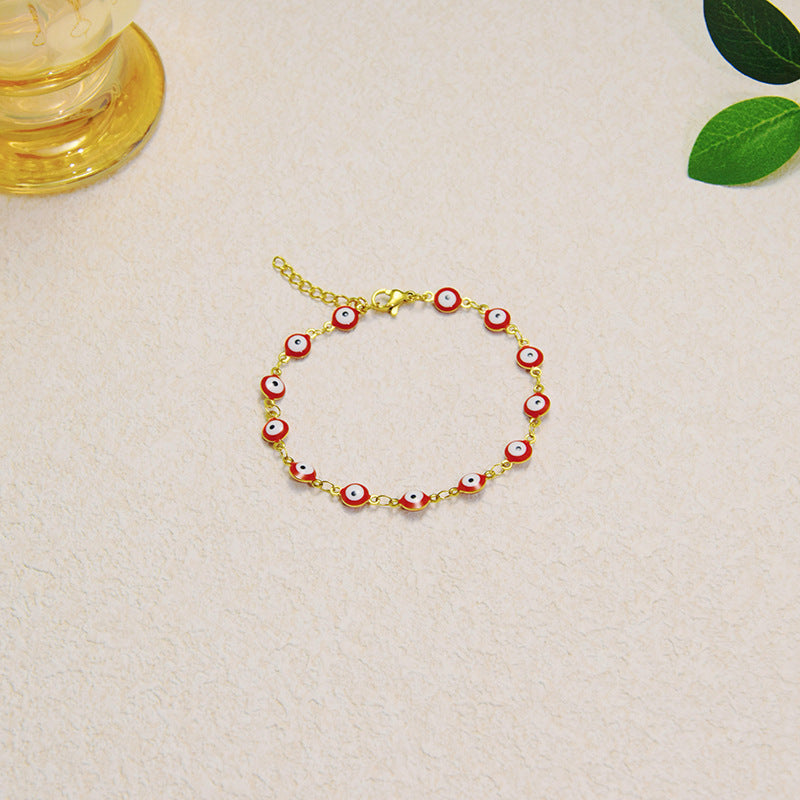 Wholesale 18K Colorful Devil's Eye Titanium Steel Bracelet