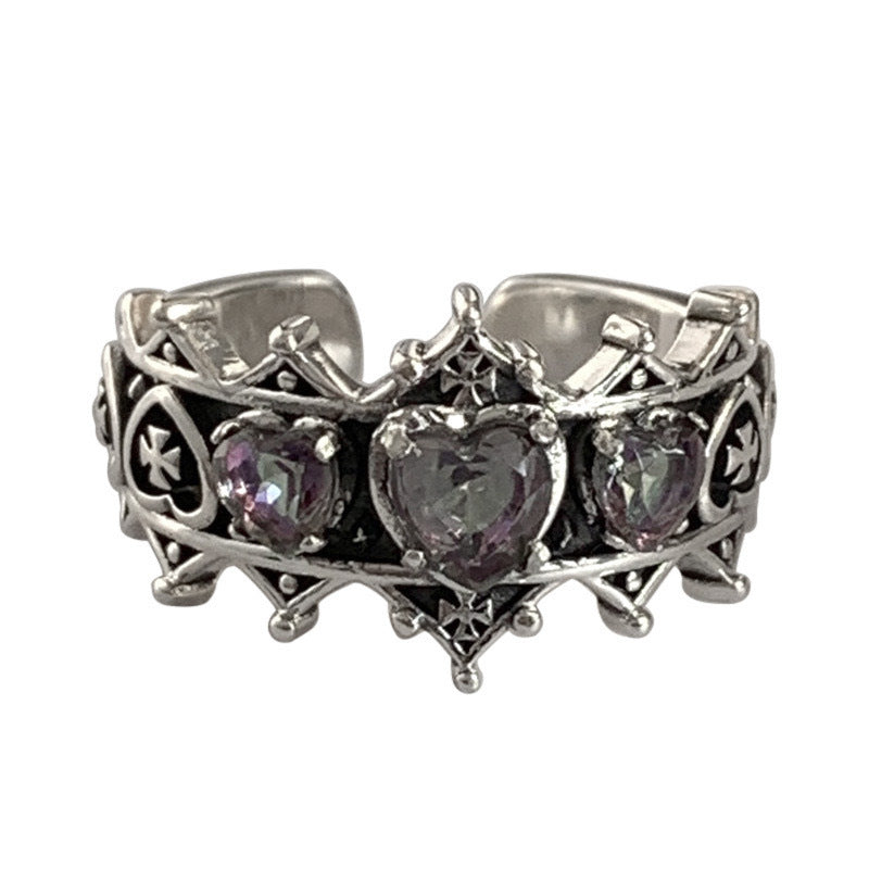 Wholesale Cross Heart Diamond Open Adjustable Ring ACC-RS-YiRong005