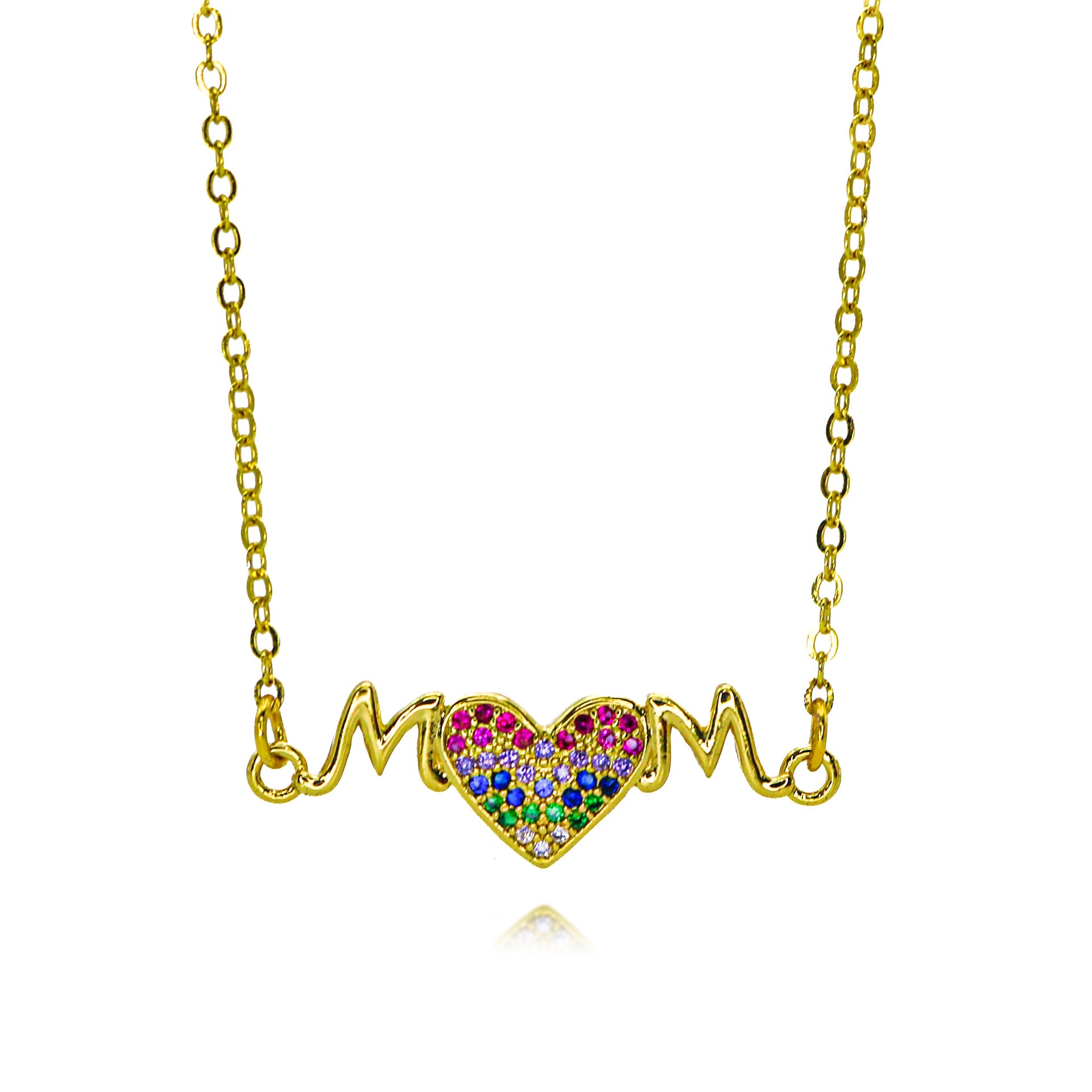 Wholesale mother's day jewelry creative zircon MOM heart-shaped letter pendant necklace