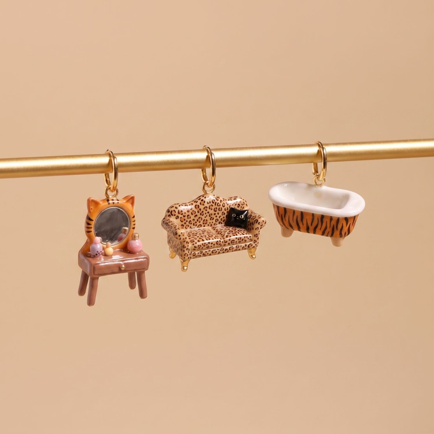 Wholesale Retro Animal Print Miniature Furniture Charms Copper DIY Pendant Necklace Accessory Bag Charm Craft Supply
