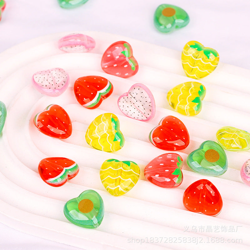 Wholesale random 10pcs Transparent Fruit Focal Beads DIY Bead Accessories