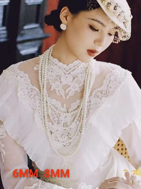 Wholesale Multi-layer Glass Pearl Long Necklace