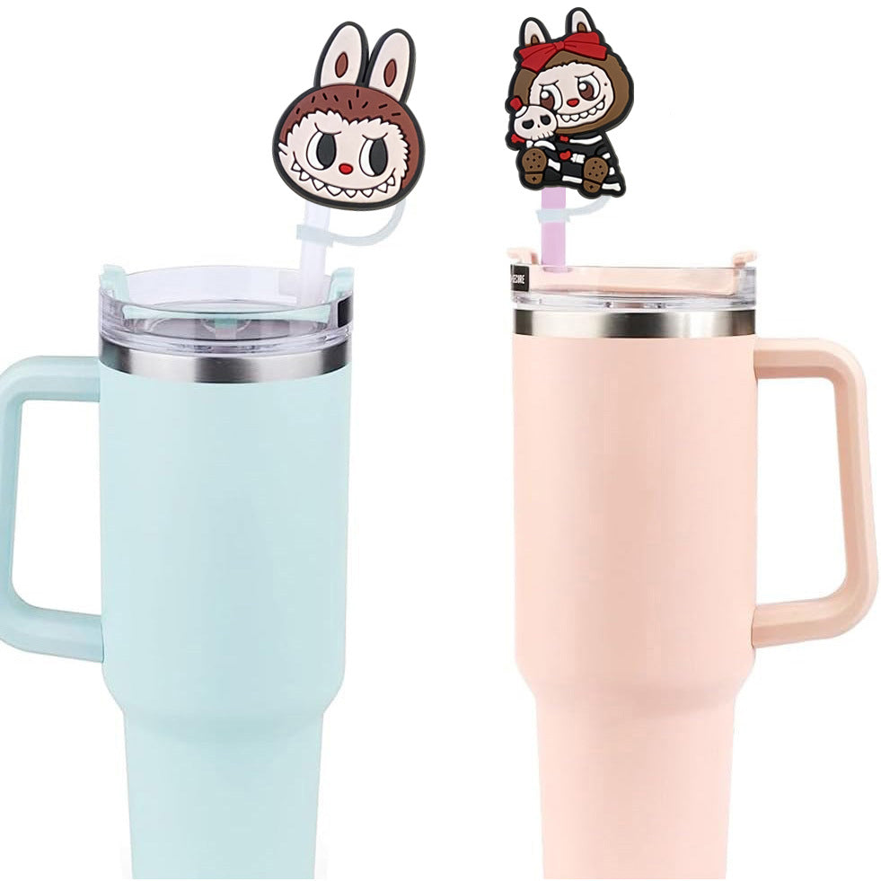Wholesale Random 100pcs Cute Cartoon 10mm PVC Soft Straw Tube Cap