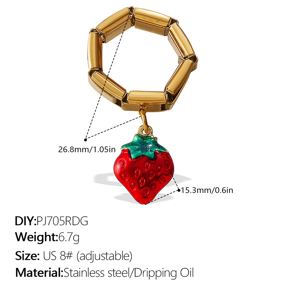 Wholesale DIY Pendant Ring Stainless Steel Plated with 18K Gold Exaggerated Multi-Element Pendant Ring for Women