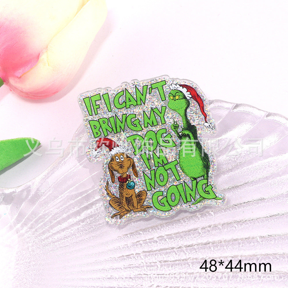 Wholesale 10pcs DIY Flatback Cartoon Christmas Acrylic Flatback Badge Reels Retractable Keychain DIY Accessories