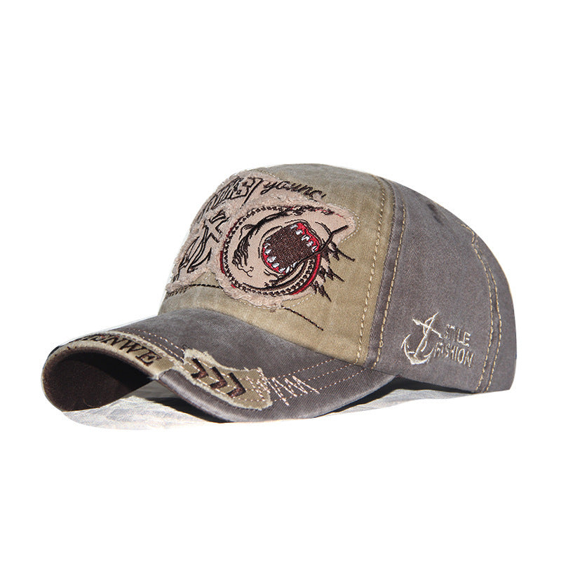 Wholesale Chic Red Distressed Cotton Baseball Cap With Embroidered Letter Adjustable Dome Hat For Everyday Use