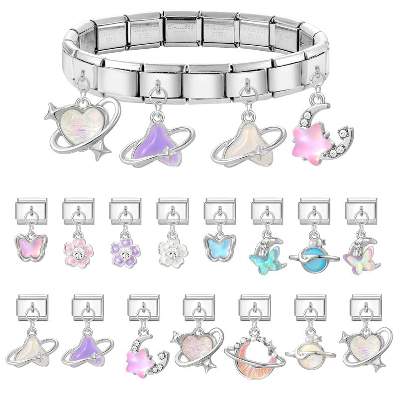 Wholesale  Italian Charm Bracelet 9mm DIY Splicing Sweet Creative Stainless Steel Composable Bracelet