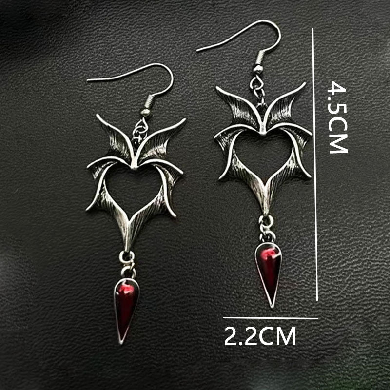 Wholesale Alloy Gothic Bat Wing Drop Earrings Ancient Silver Vintage Style Jewelry Accessory for Resale