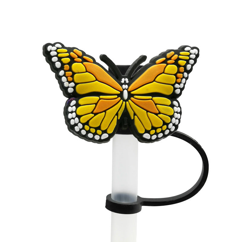 Wholesale 10pcs 7-8mm PVC Butterfly Straw Tube Cap