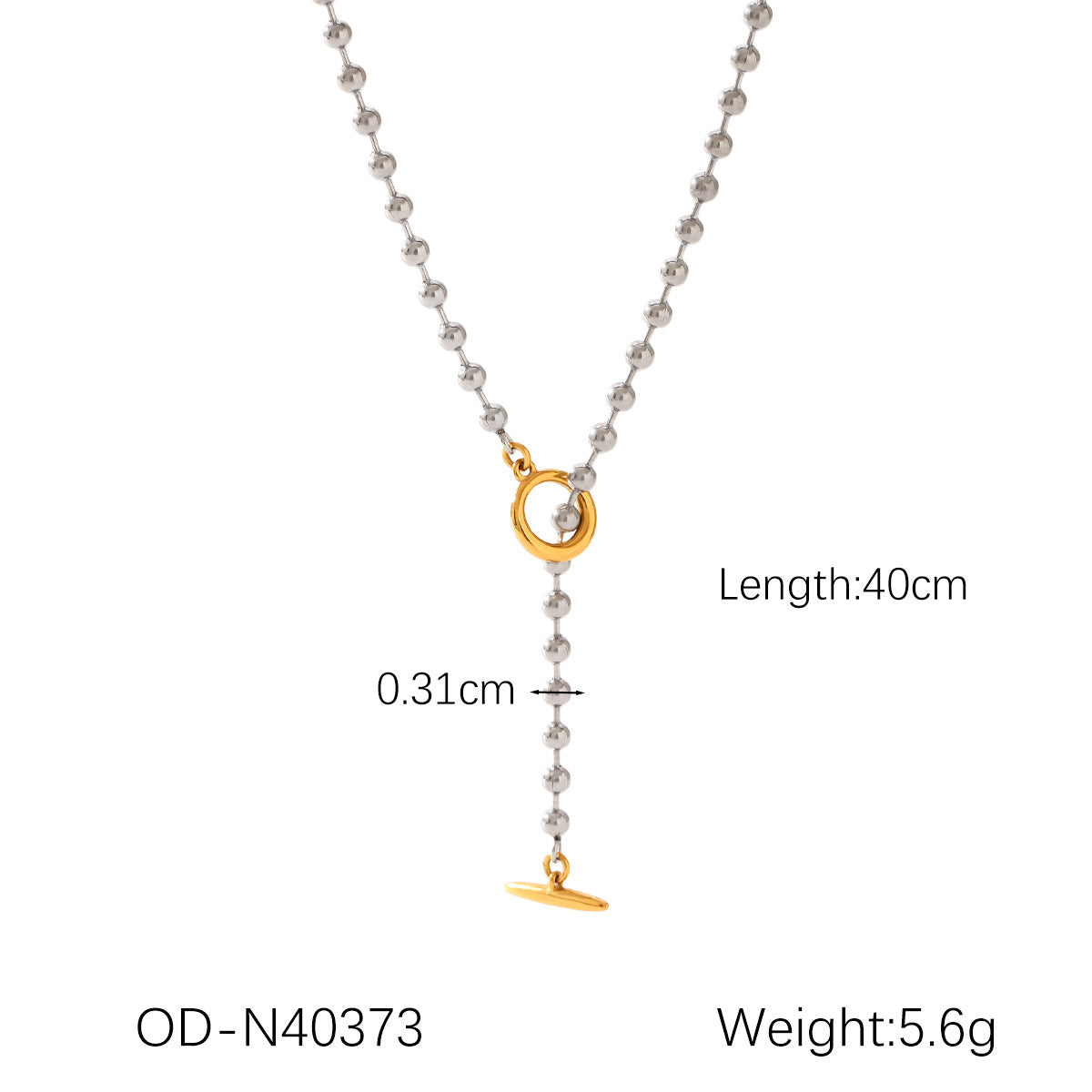 Wholesale Stainless Steel Ballpoint Chain Double Chain Necklace