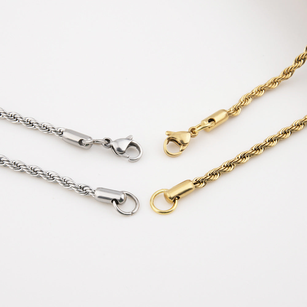 Wholesale Stainless Steel Fried Dough Twists Men's Necklace ACC-NE-Zhirui004