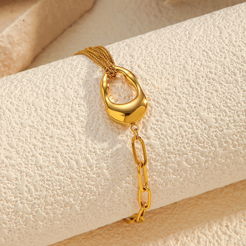 Wholesale Stainless Steel Double-Layer Stacked Jewelry Retro Light Luxury  Bracelet