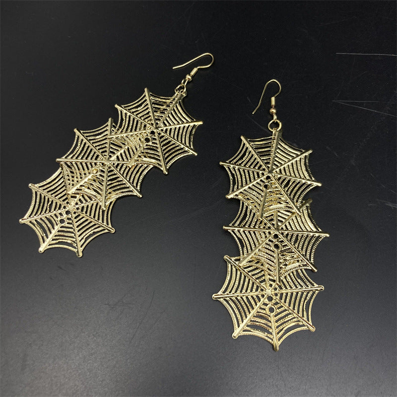 Wholesale Retro Exaggerated 8-sided Spider Web Earrings Statemente Earrings ACC-ES-FX049