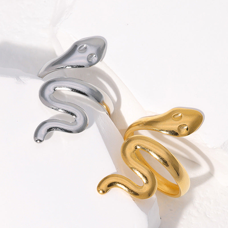 Wholesale Snake Design Adjustable Stainless Steel Ring Unisex Everyday Jewelry Fashion Accessory Gift