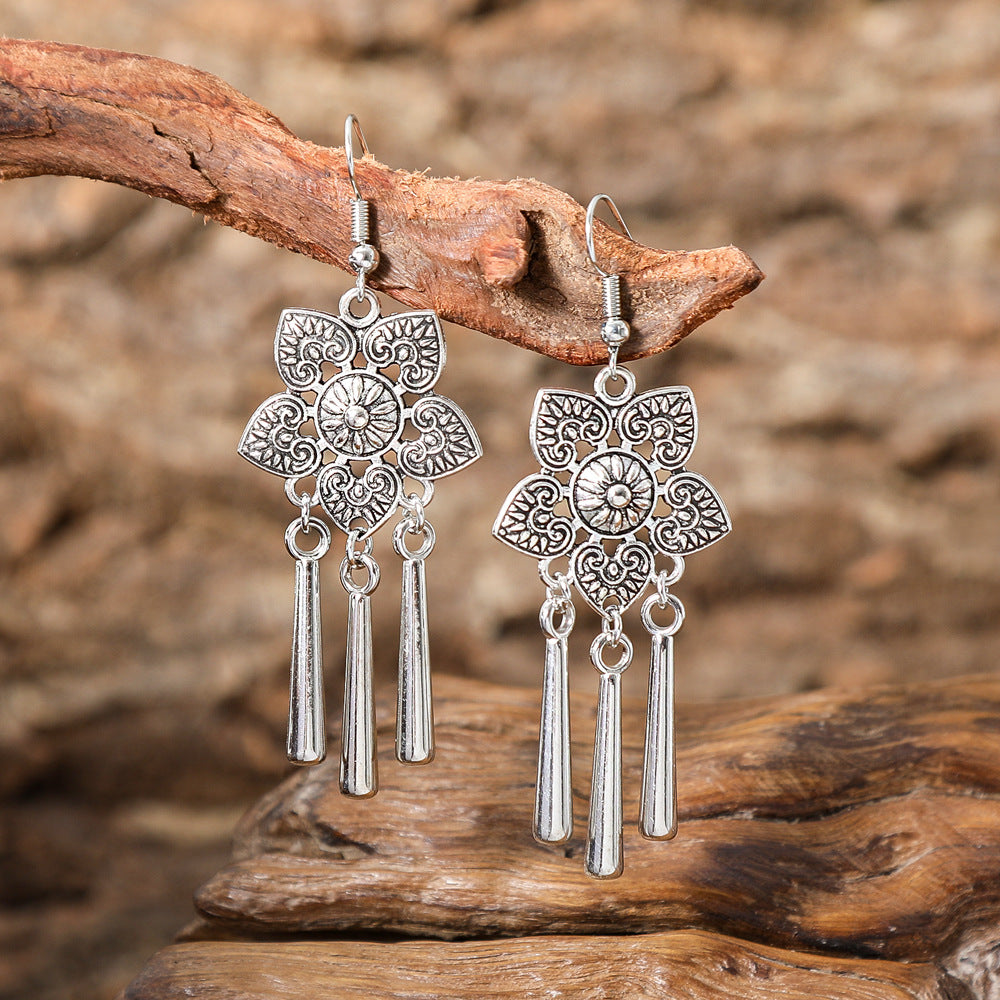 Wholesale Ethnic Peacock Leaf Baroque Earrings Alloy Fashion Jewelry Accessory Party Gift
