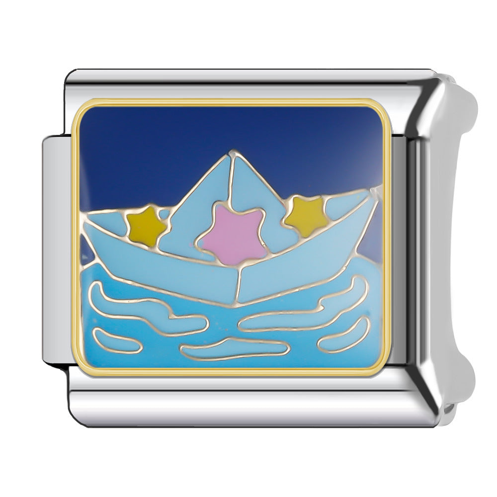 Wholesale Italian Charm Bracelet 9mm DIY Splicing Stainless Steel Goodnight Series Cartoon Composable Bracelet