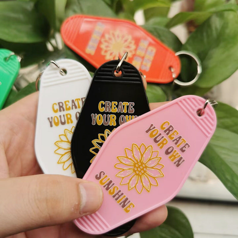 Wholesale Retro Plastic Printed 5 Colors Anniversary Keychain ACC-KC-MeiXin010