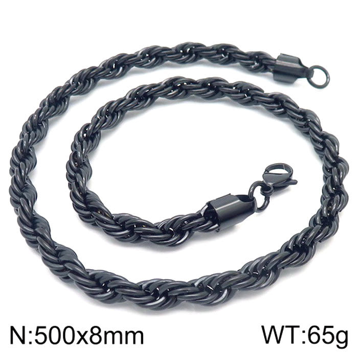 Wholesale Black Twist Chain with Chain Button Rope Chain Titanium Steel Necklace ACC-NE-KaLun002