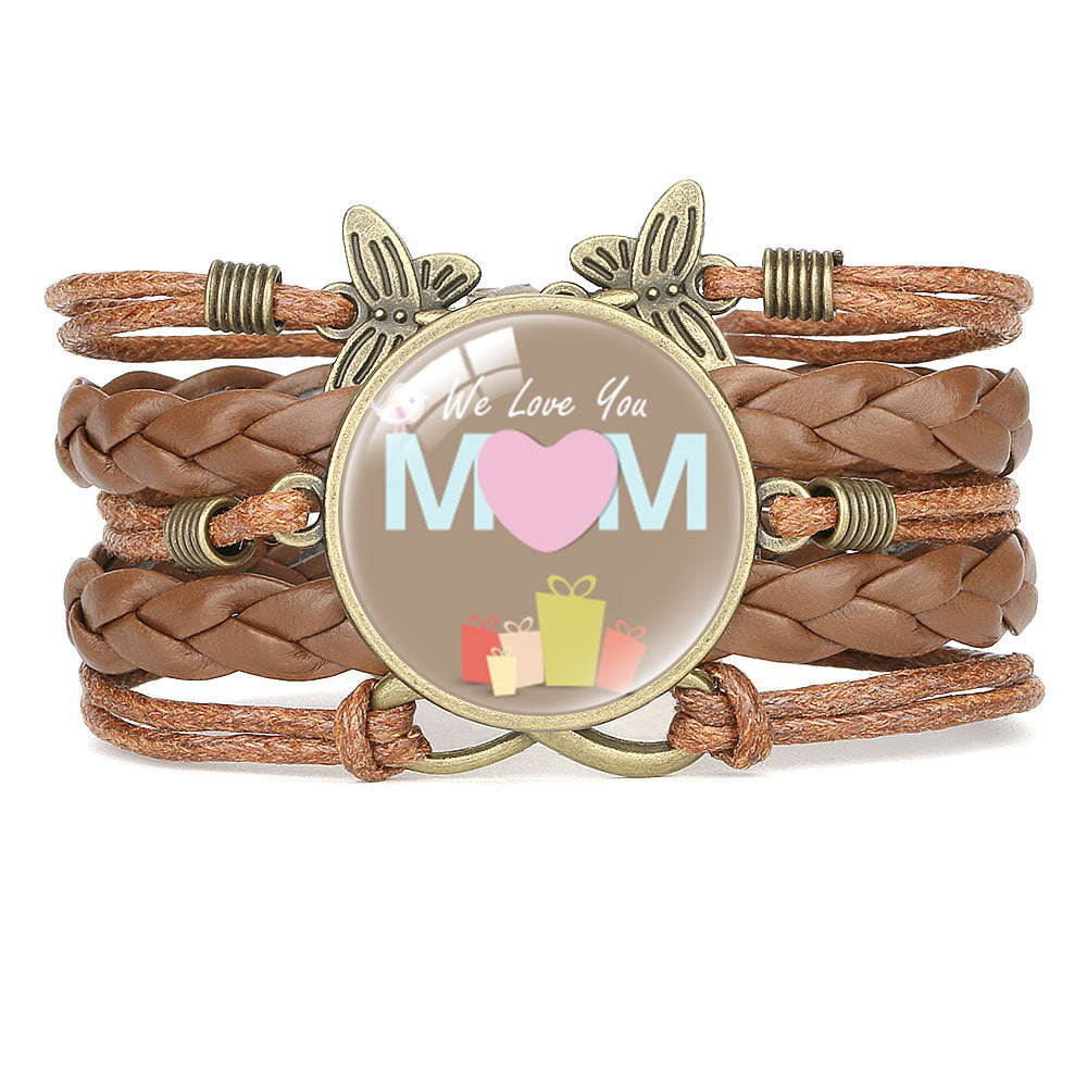 Wholesale Letter mom multi-layer braided leather bracelet