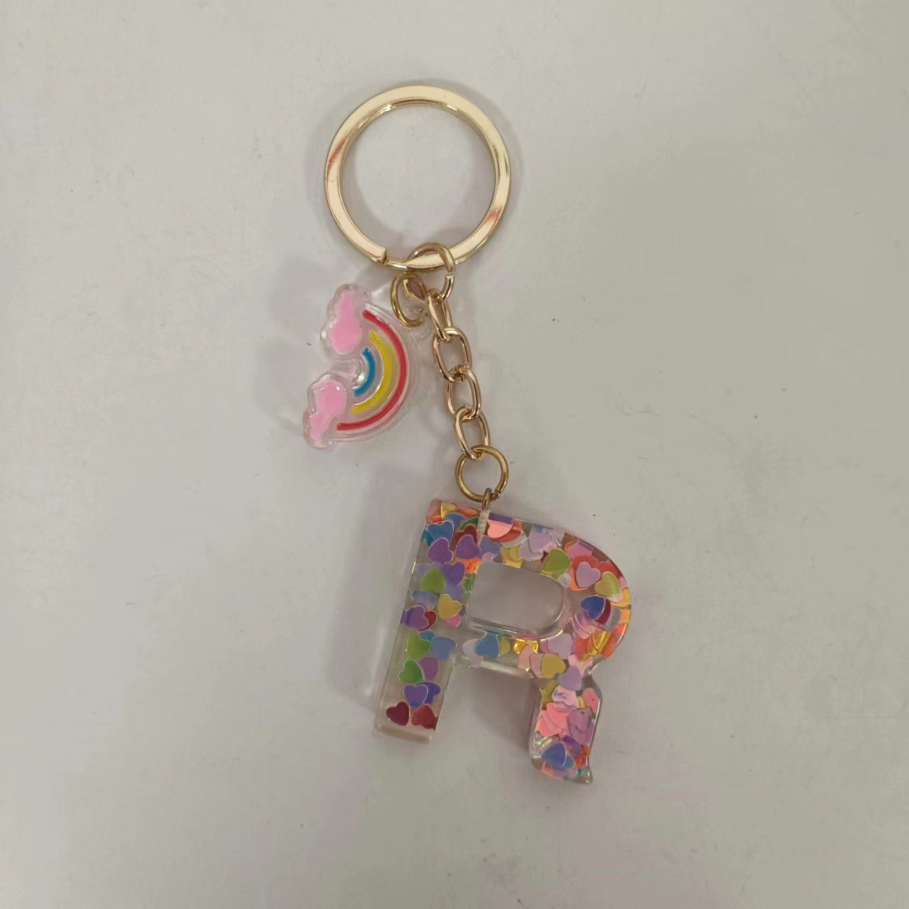 Wholesale Trendy Resin Alphabet Letter Keychains 26 A Z Iridescent Sequin Charm Set Party Gift Bag Charm Boutique Resale Accessory