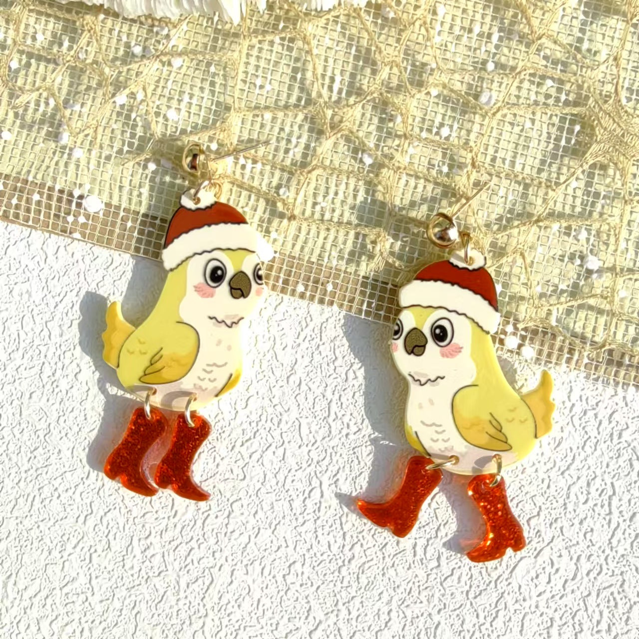 Wholesale Acrylic printing animal bird cute boots earrings