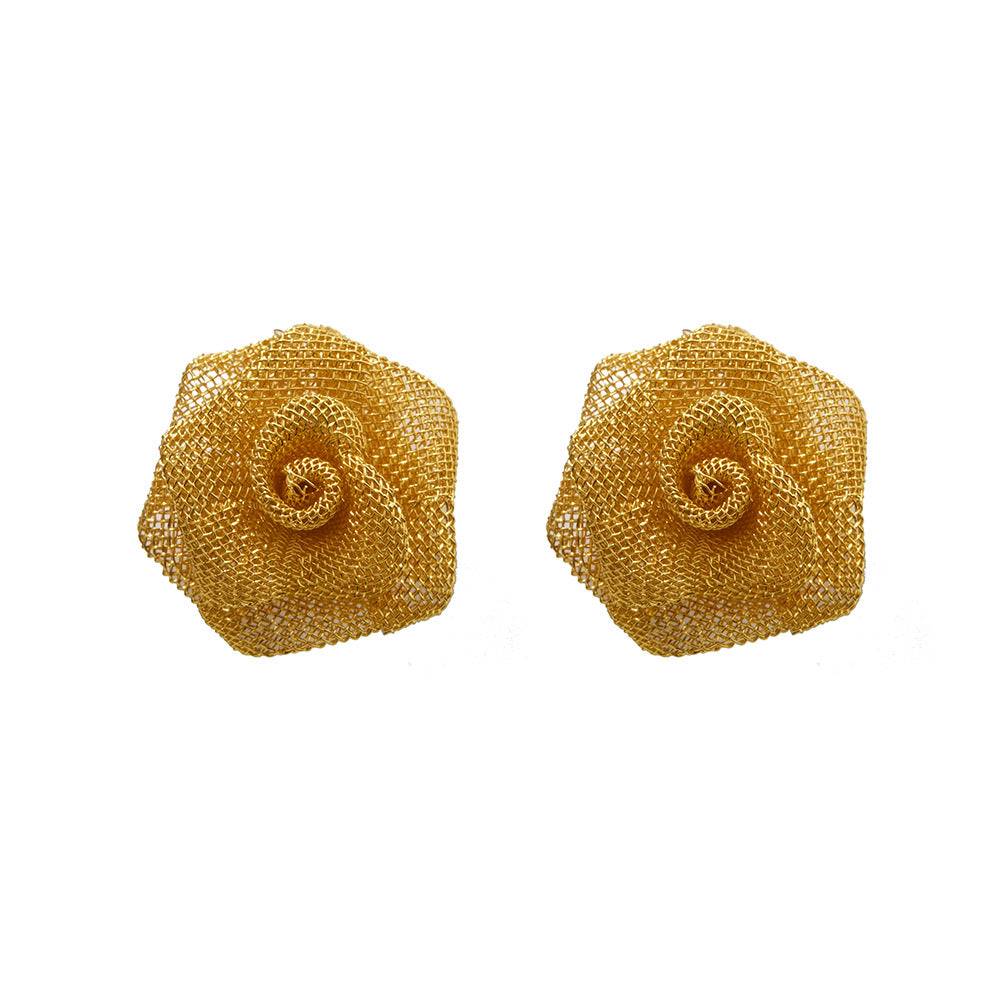 Wholesale Metal mesh rose earrings