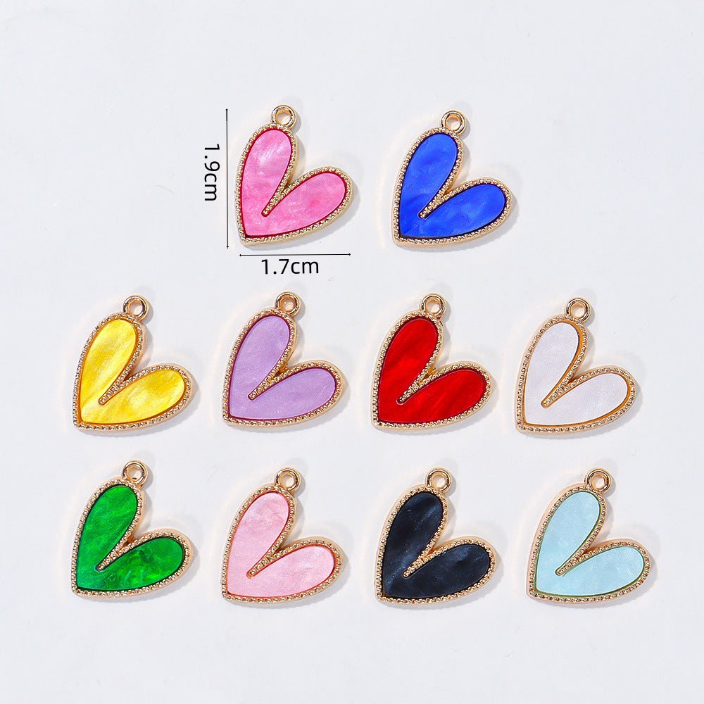 Wholesale 20pcs/ pack Acrylic Peach Heart Heart Alloy Pendant Pendant DIY Jewelry