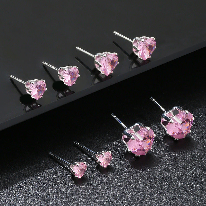Wholesale S925 ear hole four claw love zircon light luxury earrings