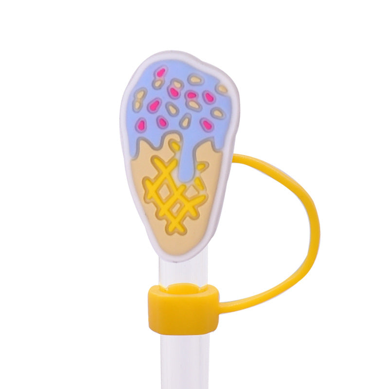 Wholesale Random 100pcs Cute Cartoon Dessert Straw Cover 10MM Straw Tube Cap